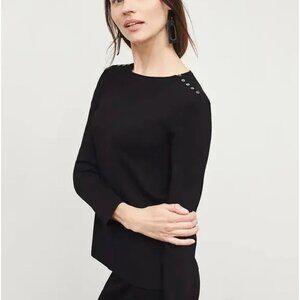 M.M.LaFleur Womens Malin Top Jardigan Button Shoulder Sweater XL Black FA NWT